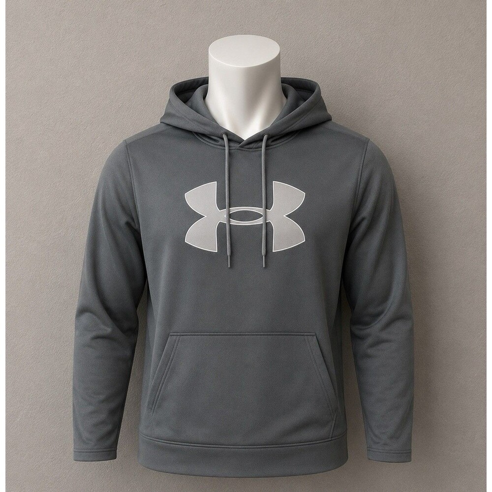 Under Armour ColdGear Gray Fleece Hoodie Mens Small Athletic Pullover Sweatshirt